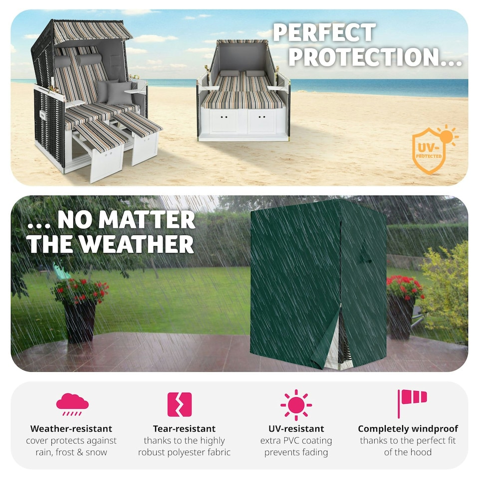 image 1 of Beach Chair with cushions, footrest and rain cover Black | Grey