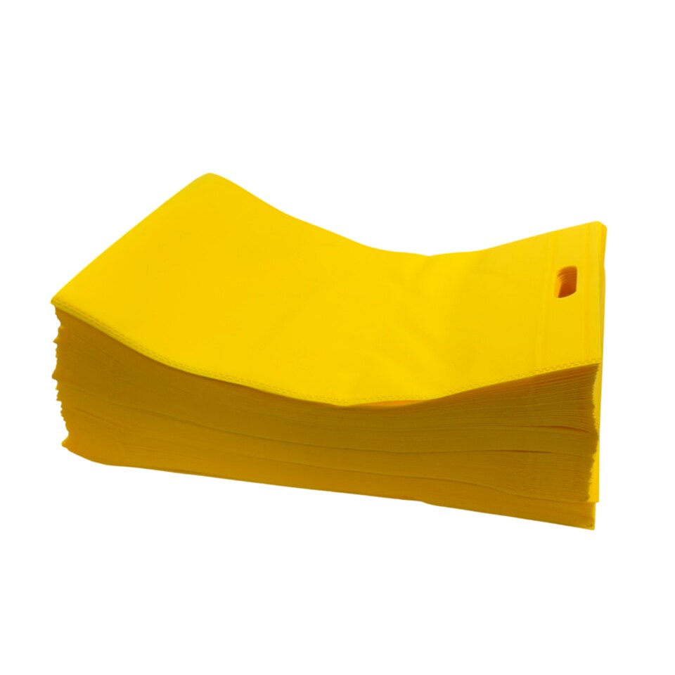 image 1 of Pack of 25 Yellow Coloured 35x25cm Non-Woven Patch Handle Bags | Yellow