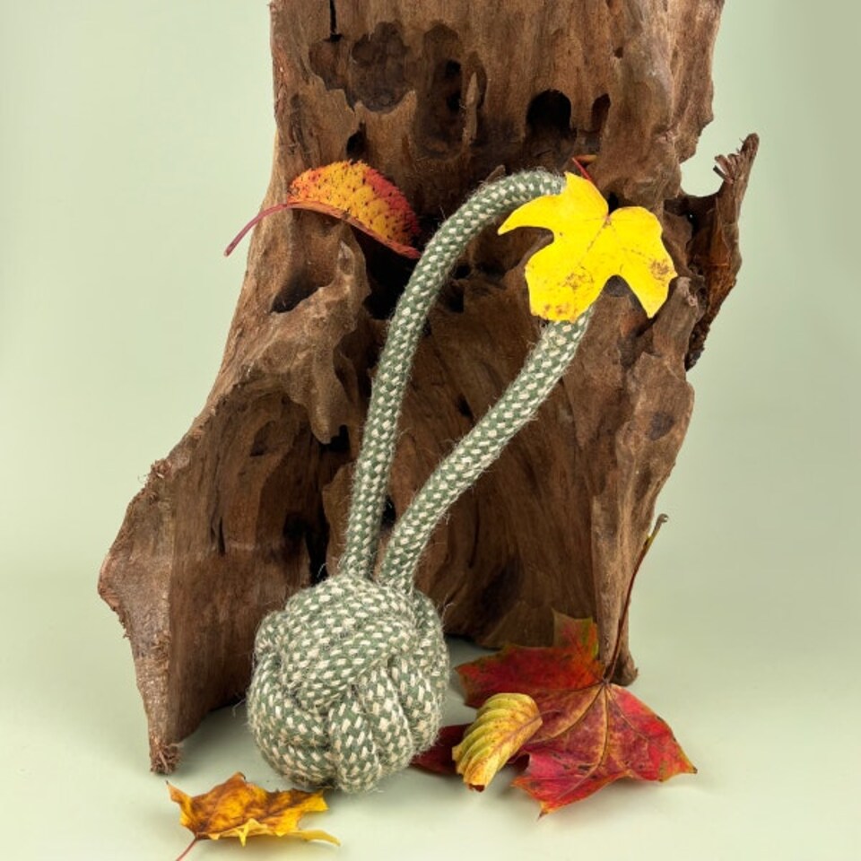 image 1 of HugglePets Legacy Hemp Ball Tugger Dog Toy