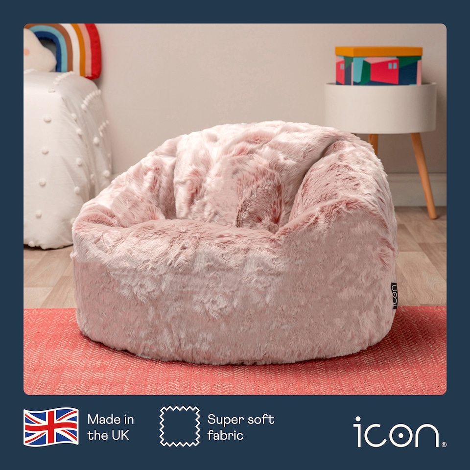 image 1 of Kids Classic Faux Fur Bean Bag Chair Light Pink Bean Bags for Children | Pink | Light Pink | 1