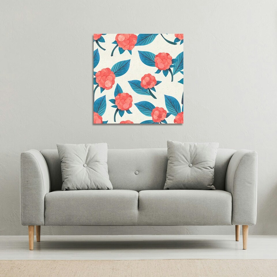 image 1 of Watercolour floral pattern (Canvas Print) 61 x 61 x 4cm