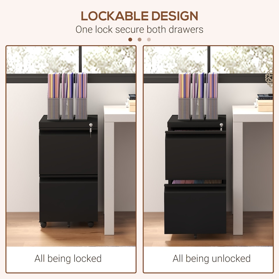 image 1 of Vinsetto Metal File Cabinet with Lock Hanging Bar for Letter A4 Legal, Black
