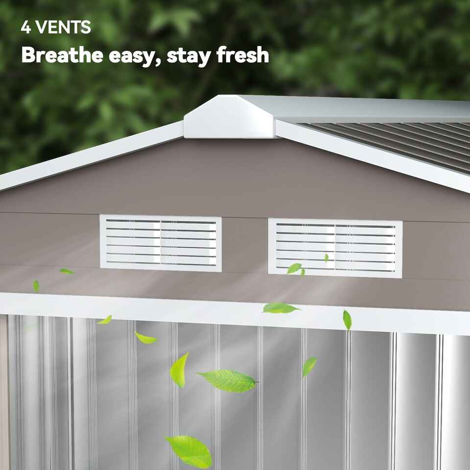 image 1 of Outsunny 7 x 4ft Metal Garden Shed, Outdoor Storage Tool House with Ventilation Slots, Foundation Kit and Lockable Double Doors, Grey