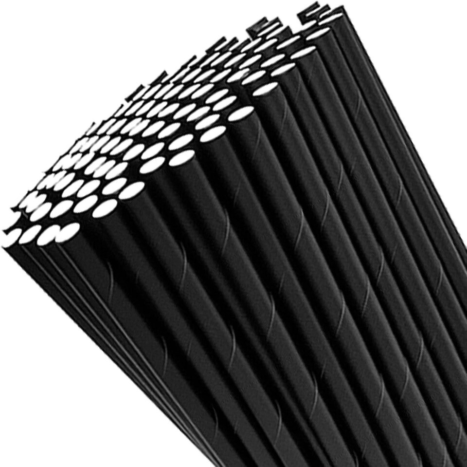 image 1 of ECONX Black Paper Straws 5.5" Drinking Straws for Parties, Cocktails, Hot & Cold Drinks Pack of 250