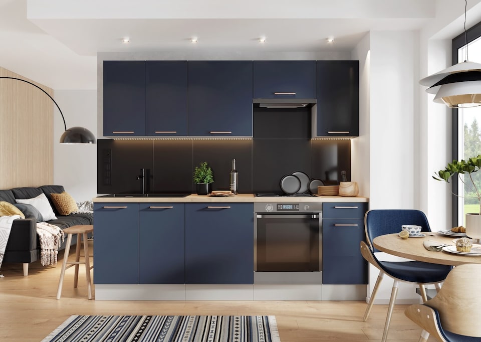 image 1 of Nora Kitchen Wall Cabinet Cupboard Unit - Navy Blue W304xH720mm