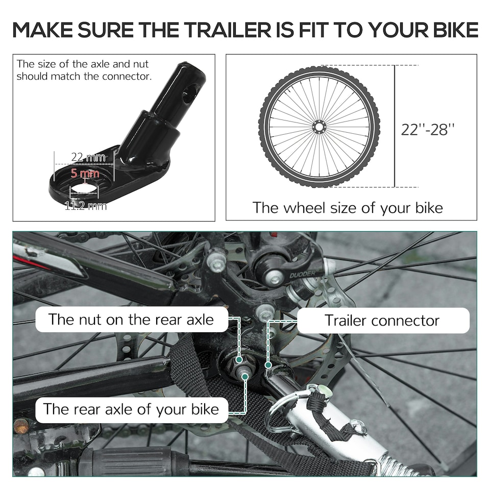 image 1 of HOMCOM Bike Trailer Wagon Bicycle Cargo Trailer w/ Suspension, 2 Wheels, Black