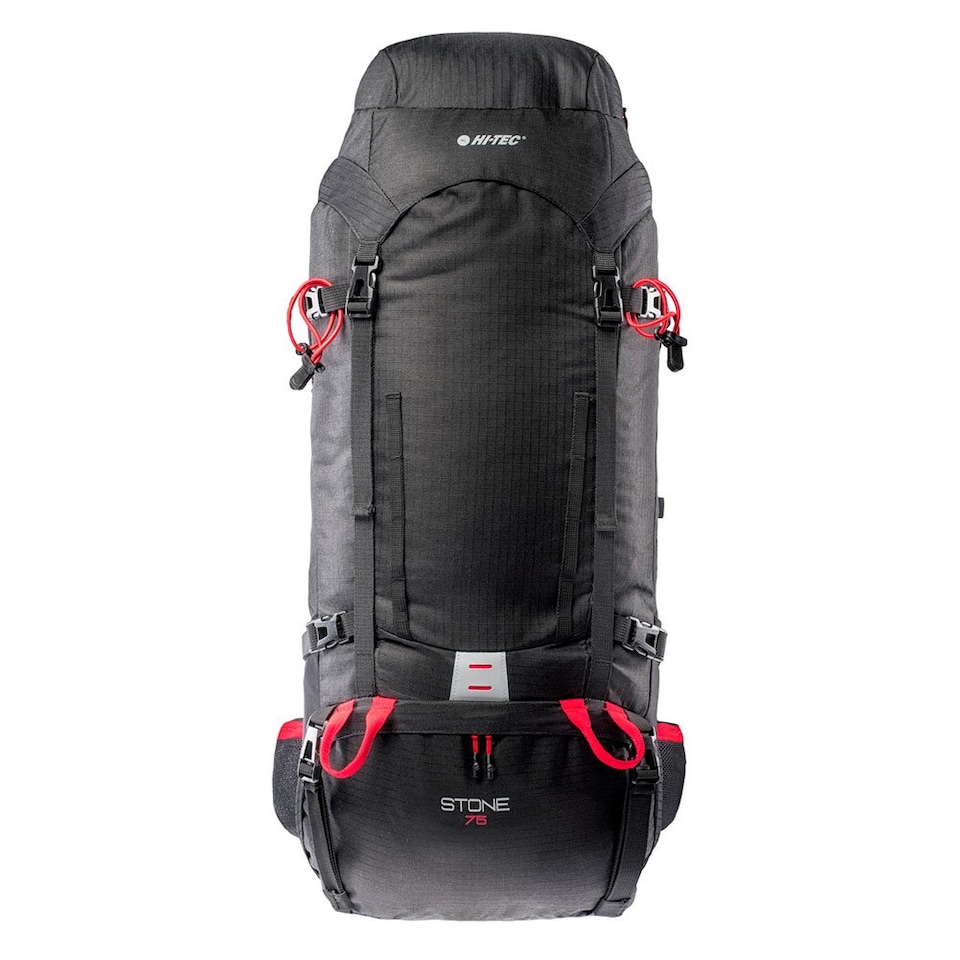 image 1 of Hi-Tec Unisex Adult Stone Logo 75L Backpack | Black | Black/High Risk Red | 1