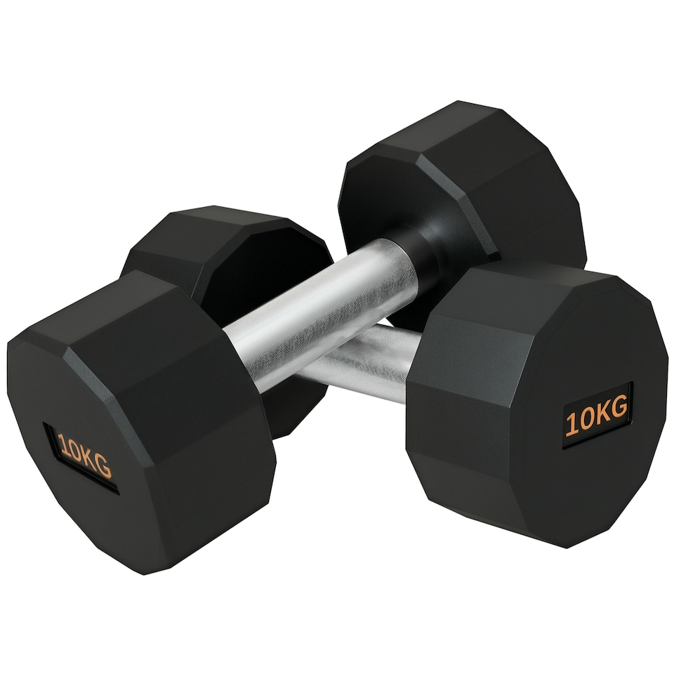 image 1 of SPORTNOW Dumbbells Weights Set with 12-Sided Shape and Non-Slip Grip, 2 x 10kg