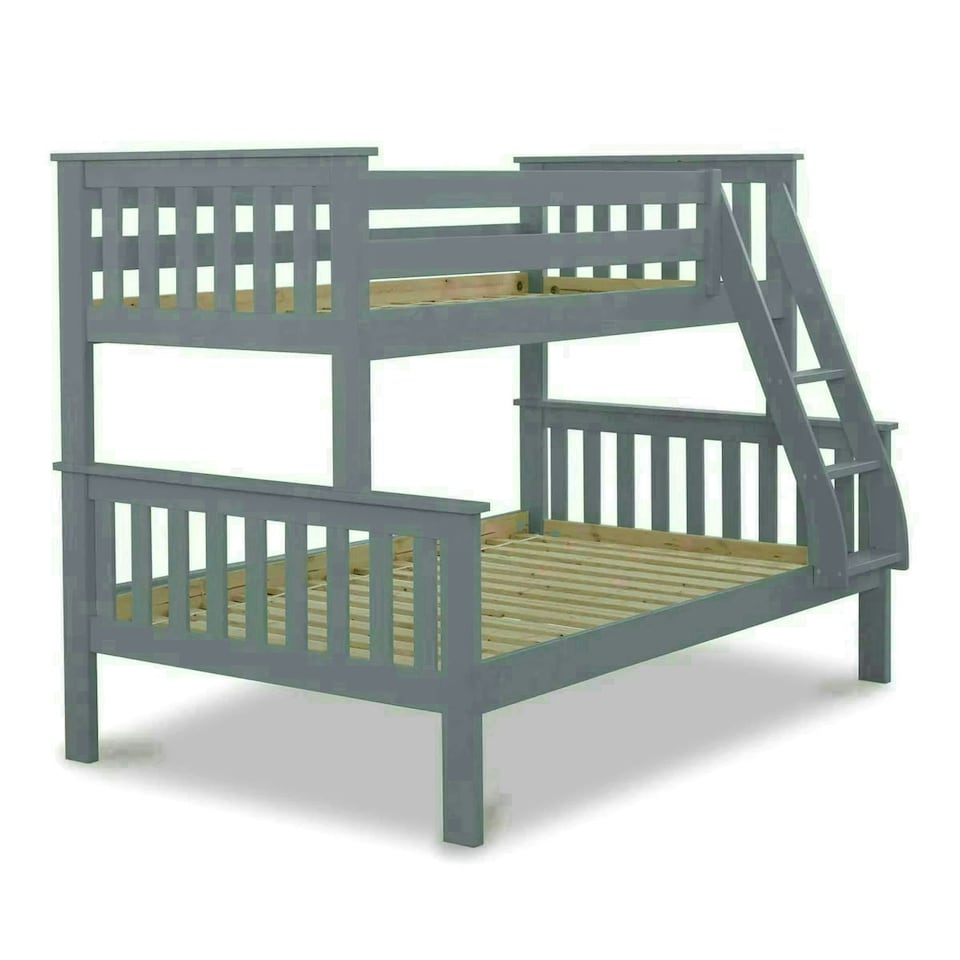 image 1 of Carra Triple Sleeper Bunk Grey And Theo Pocket Sprung Mattresses