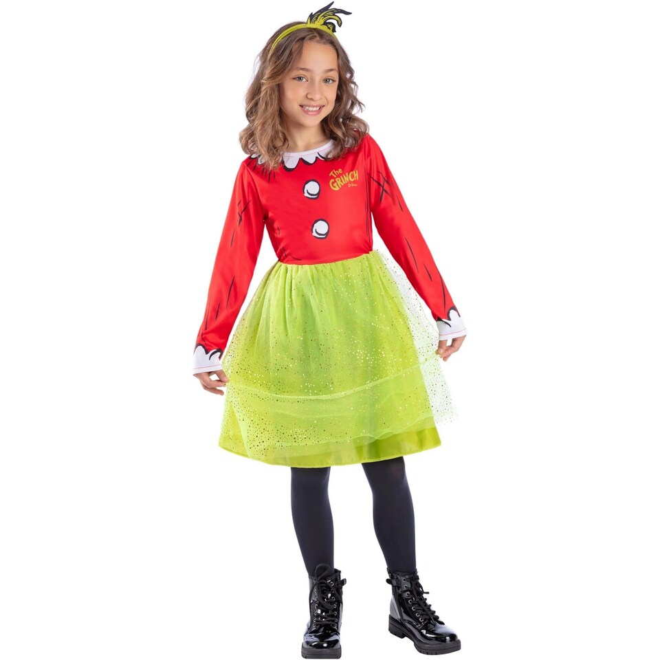 image 1 of The Grinch Girls Santa Costume Set | Red | Red/Green | 10-12 years | 1