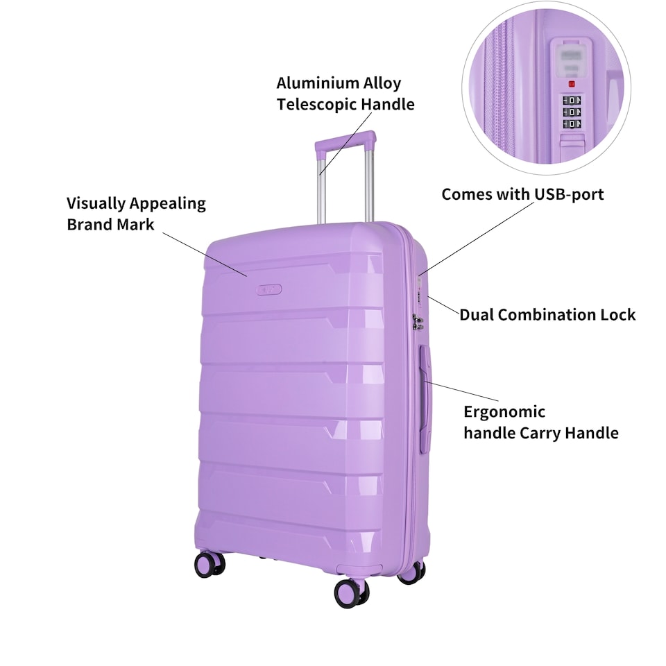 image 1 of Large Suitcase 28’ Inch Hard Shell Check In Luggage - Lightweight & Durable, USB Charging Port, Secure TSA Lock, Dual Spinner Wheels