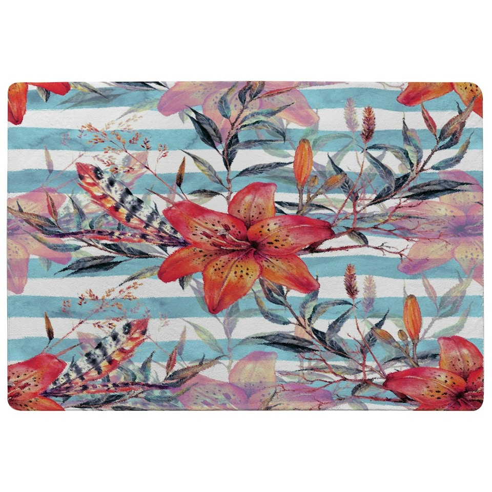 image 1 of Bouquet of watercolor tiger lilies (Rug) Multi | Large: 140x200cm