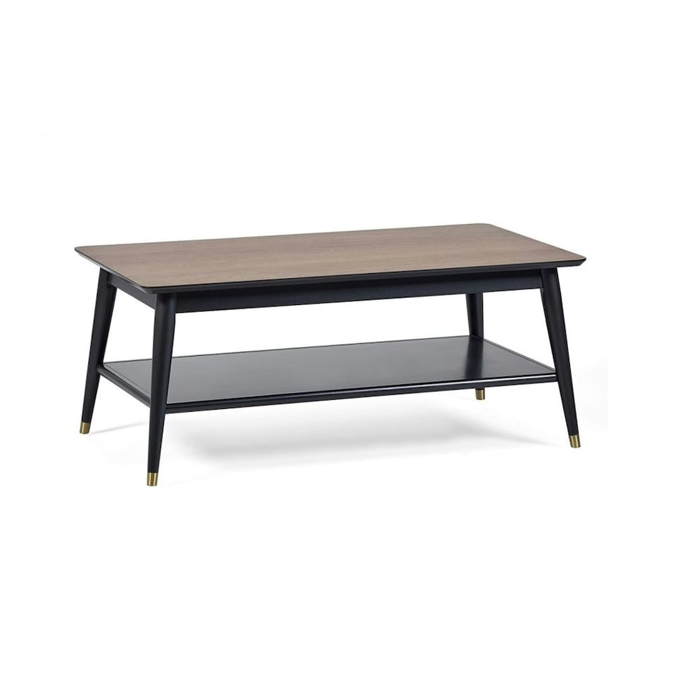 image 1 of Walnut and Black Coffee Table with Shelf | Black | Black