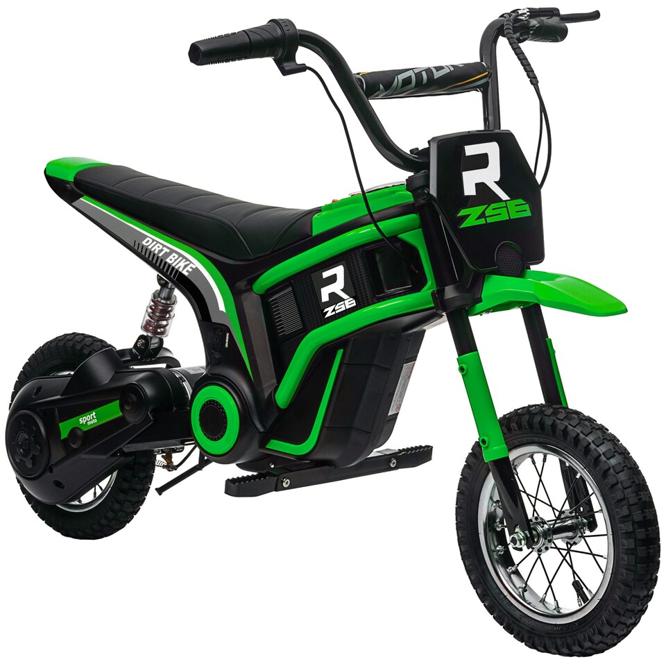 image 1 of HOMCOM 24V Kids Electric Motorbike with Twist Grip Throttle, Music, Horn - Green