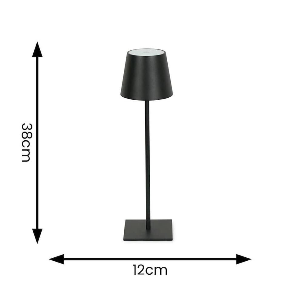 image 1 of ValueLights Black Rechargeable Indoor Outdoor Touch Table Lamp | Black