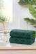 image 1 of Versailles Jacquard Cotton Towels Soft and Absorbent (Set Of 2) | Green | Face cloth | 2