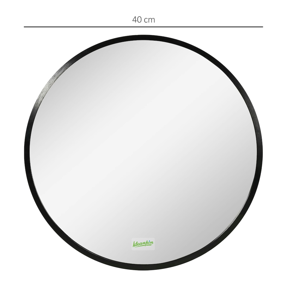 image 1 of kleankin Round Bathroom Mirror, Modern Wall Mirror Aluminium Frame, 40x40 cm