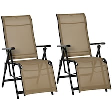 Outsunny Outdoor Sun Recliner Loungers with Adjustable Footrest, Beige