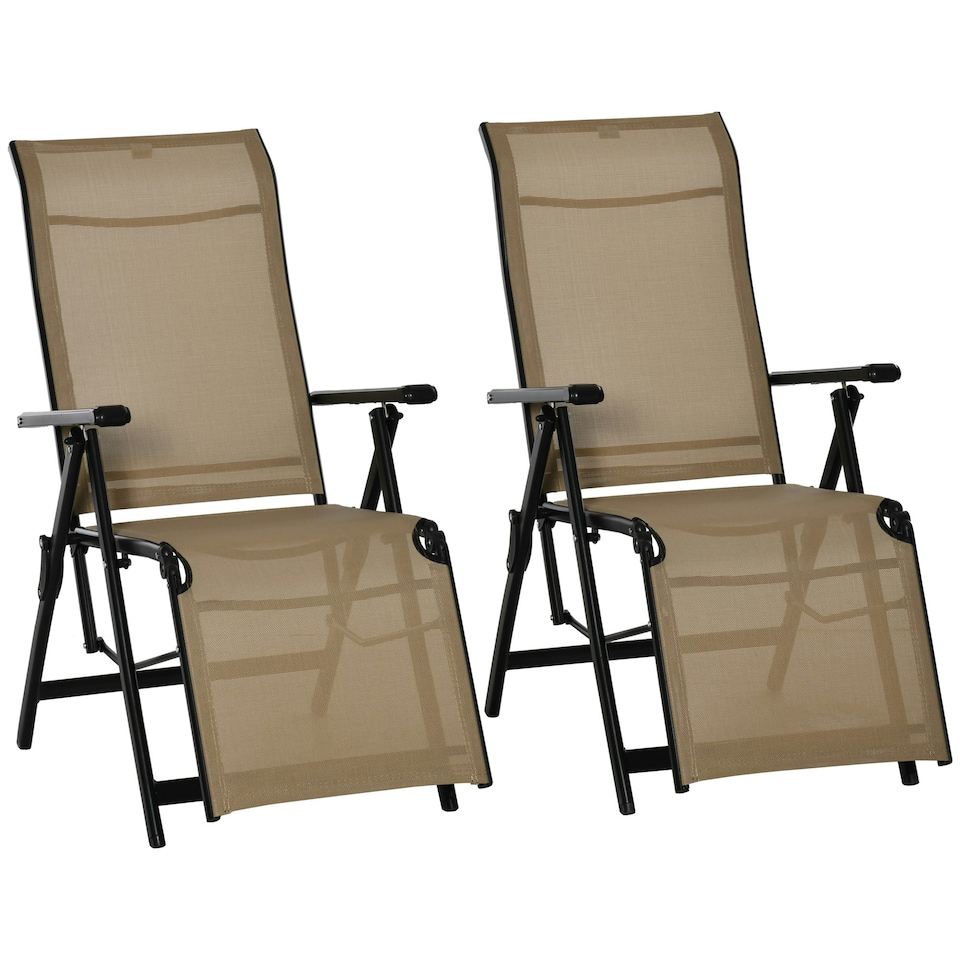image 1 of Outsunny Outdoor Sun Recliner Loungers with Adjustable Footrest, Beige