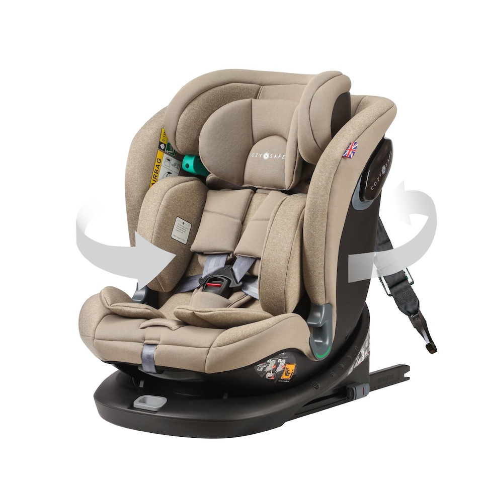 image 1 of Cozy N Safe Vesta i-Size 360 Rotating Car Seat 40-150cm, ISOFix & Top Tether, Extended Rear & Forward Facing, Side Impact Protection, Reclining Seat, Adjustable Headrest, Birth to 12 Years (Ecru)