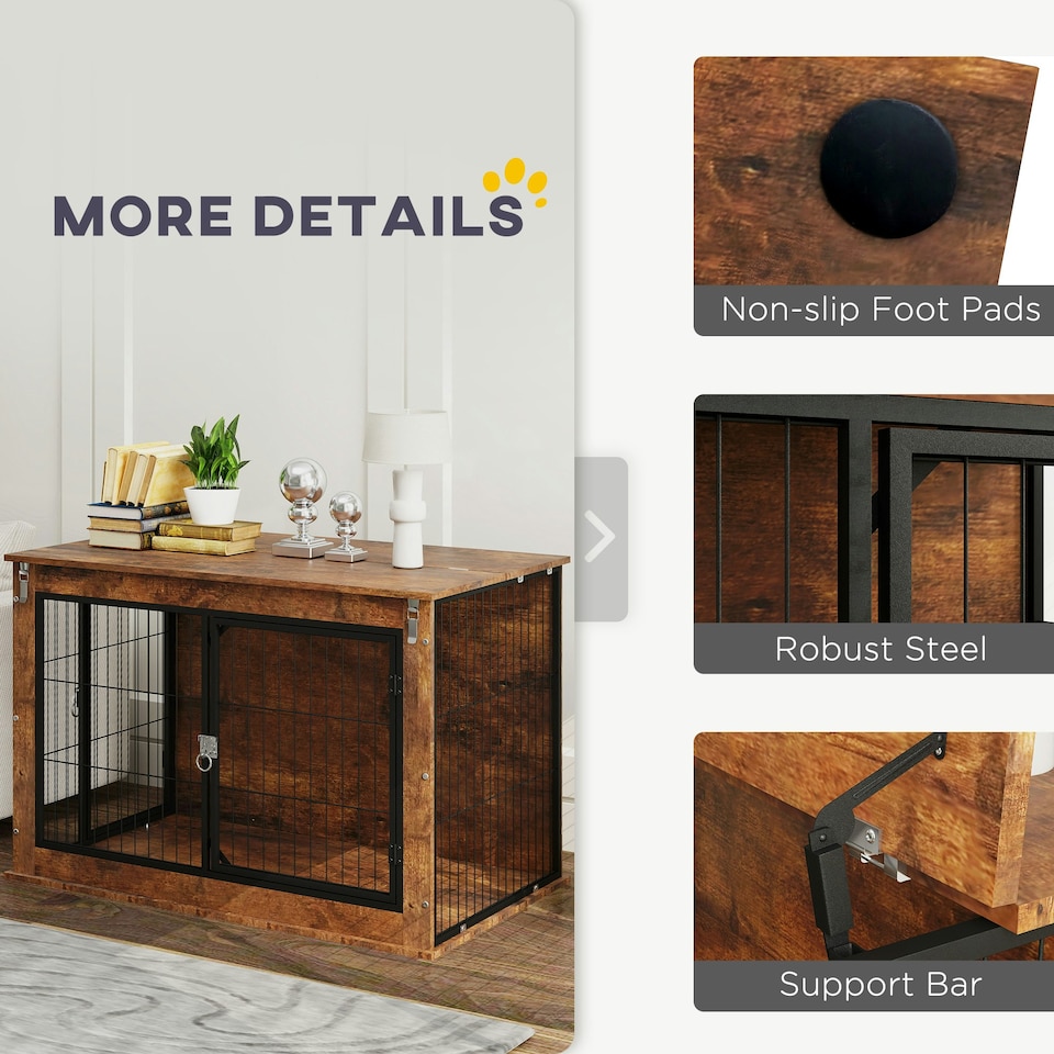 image 1 of PawHut Dog Crate Furniture with Openable Top, Two Doors, for Large Dogs