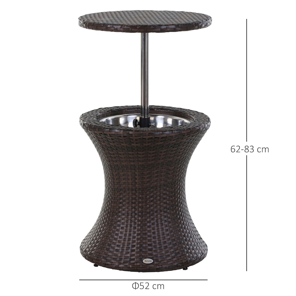 image 1 of Outsunny Rattan Ice Bucket Activity Bar Cooler Table Beer Patio