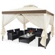 image 1 of COSTWAY Outdoor 3m x 3m Gazebo Tent Camping Canopy Beige