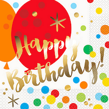 Unique Party Glitzy Gold Birthday Lunch Napkins (Pack Of 16) | Multi | Multicoloured | One Size | 1