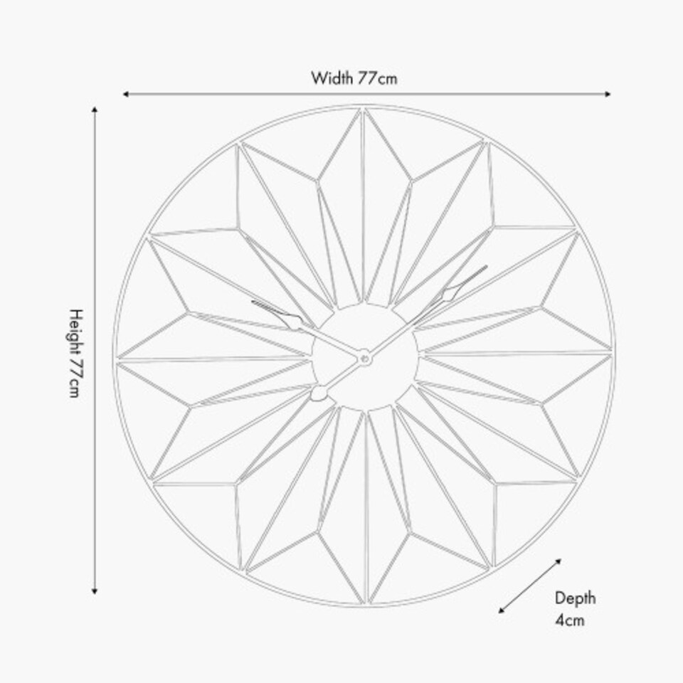 image 1 of Round Geometric Wall Clock in Gold Metal