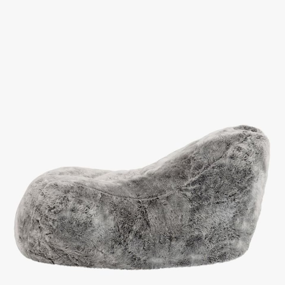 image 1 of Kenai Faux Fur Bean Bag Lounger Arctic Wolf Grey Giant Bean Bag Chair | Grey | Arctic Wolf Grey | XL | 1