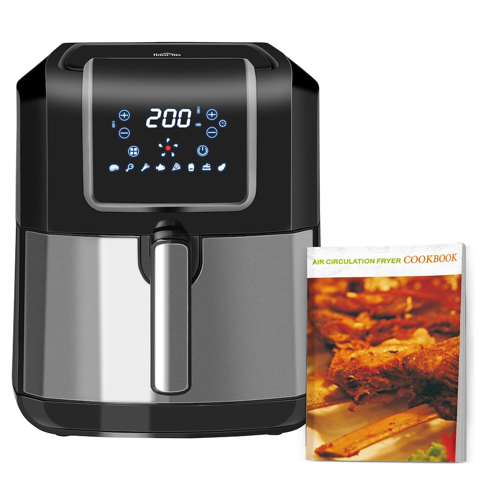 image 1 of HOMCOM Air Fryer 1700W 6.5L with Digital Display Timer, Black and Grey