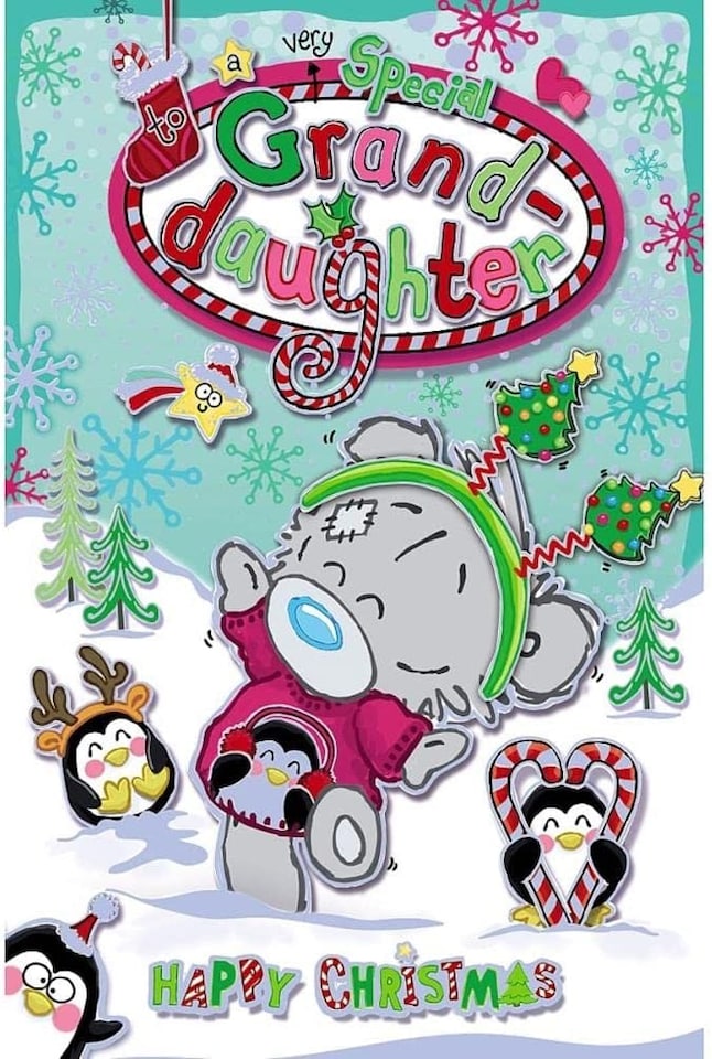 image 1 of Bear Wearing Novelty Hairband Granddaughter Christmas Card