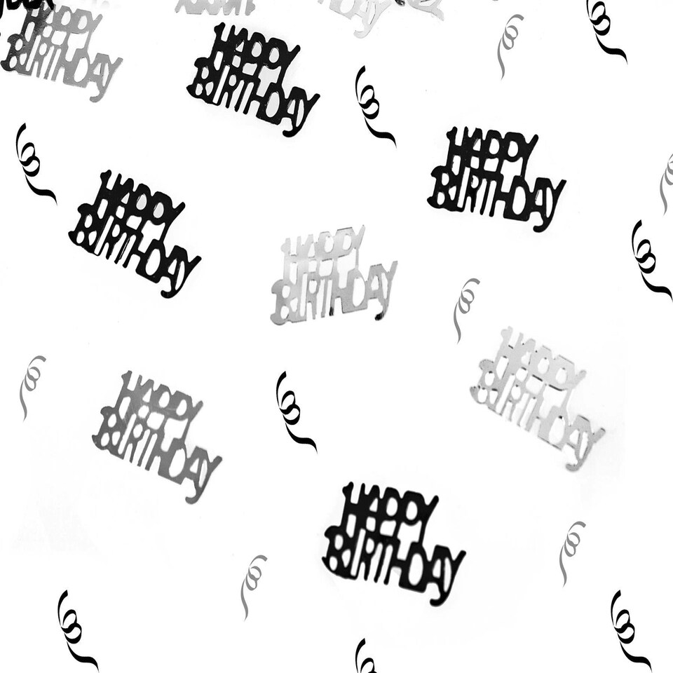 image 1 of 1pk Happy Birthday Confetti Black & Silver, 14g