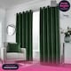 image 1 of Luxury Enhanced Living Green Velvet, Supersoft, Blackout, Thermal Pair of Curtains with Eyelet Top - 66 x 72 inch (168x183cm)