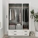 image 6 of 3 Door 4 Drawer Wardrobe With Hanging Rail And Storage Shelf | Grey | Ash Grey Carcass & White Door | 1