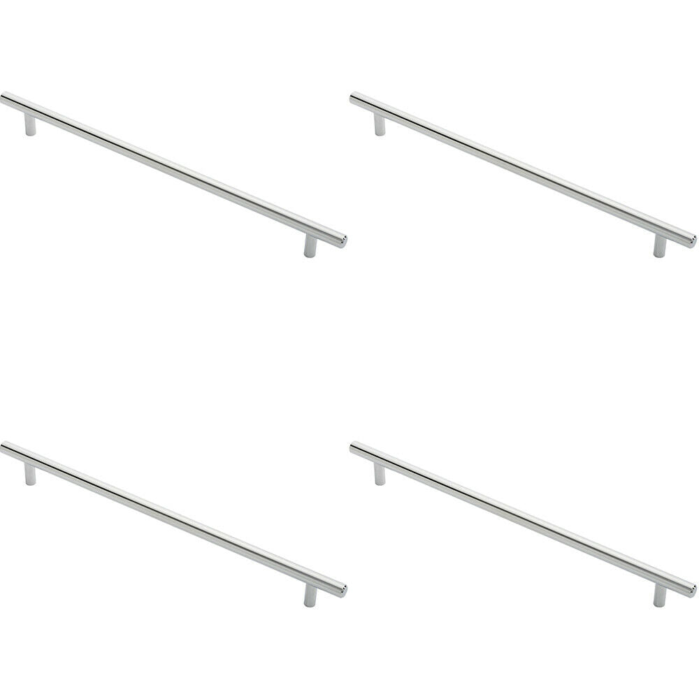 Loops 4x Round T Bar Cabinet Pull Handle 348 x 12mm 288mm Fixing Centres Chrome