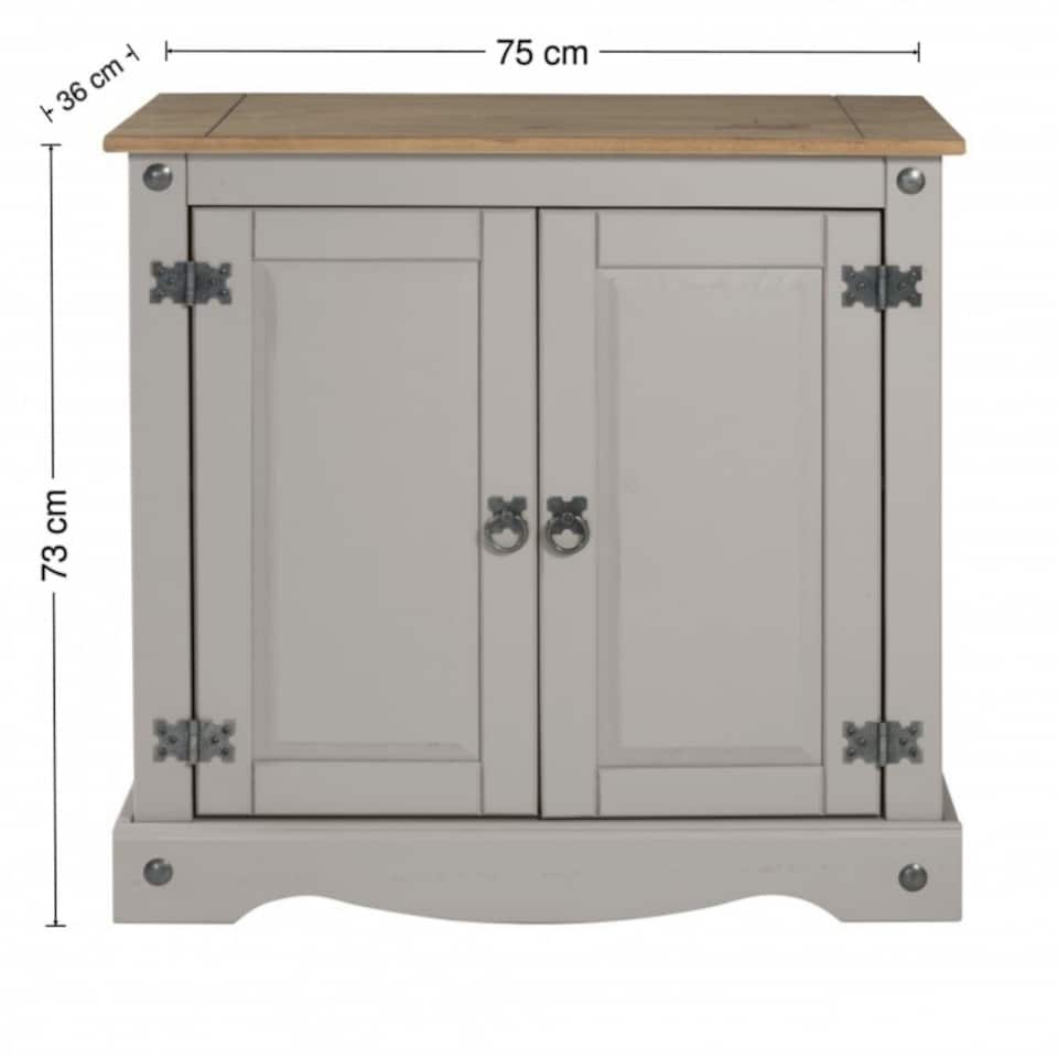 image 1 of Mercers Furniture Corona Grey Painted Wax 2 Door Cupboard Sideboard Solid Wood Pine Wooden with Mexican Styling