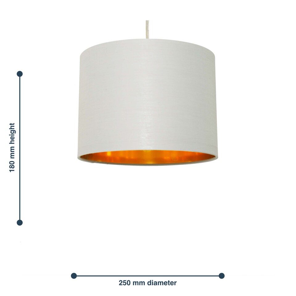 image 1 of Set of 2 Grey Cotton Gold Lining 25cm Pendant Lightshade | Grey | Gold | Medium | 2