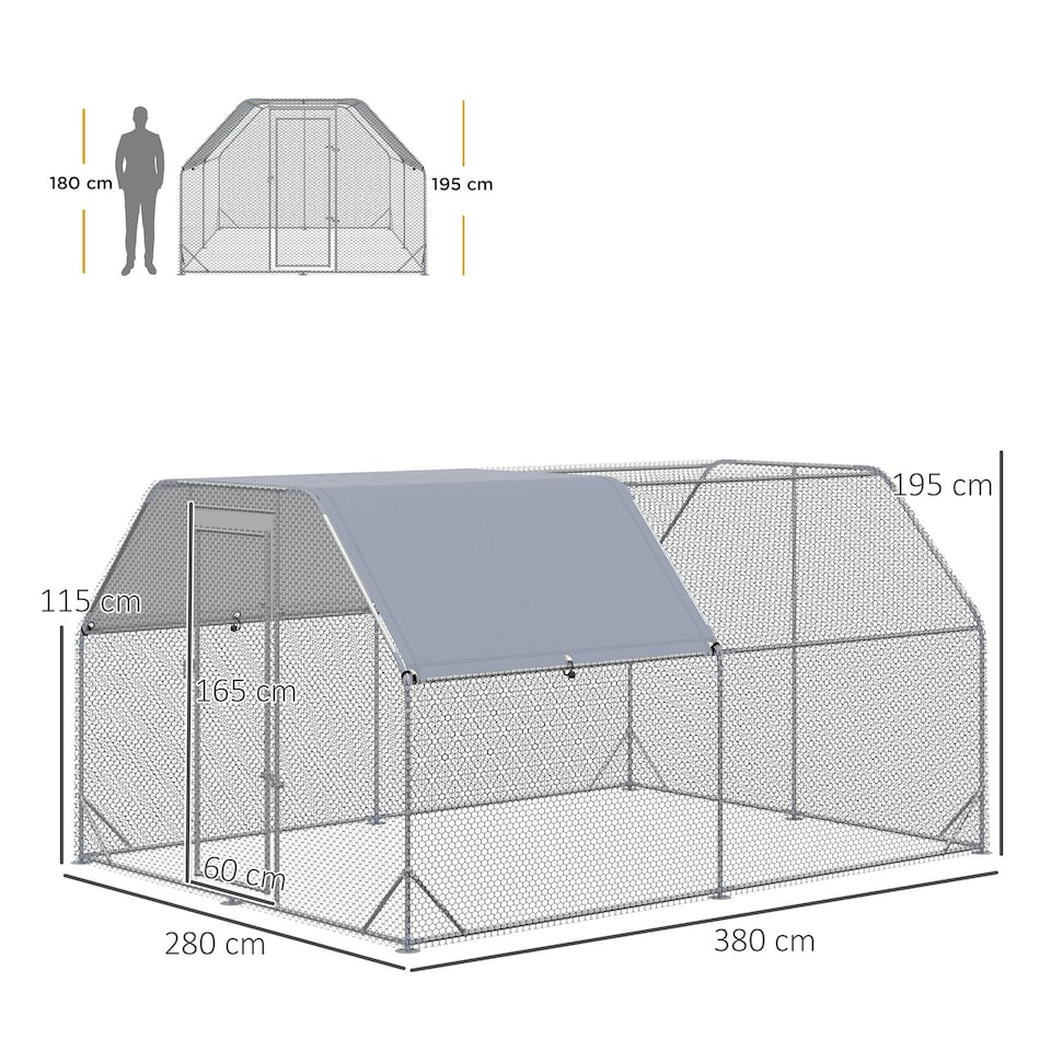image 1 of PawHut Chicken Run W/ Roof, Walk In Chicken Coop for 10-12 Chickens, Hen House