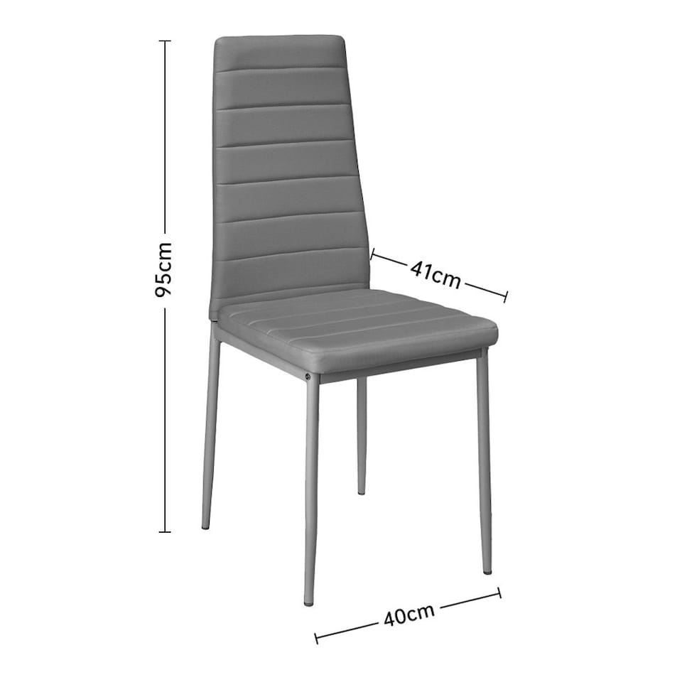 image 1 of Living and Home Set of 2 Faux Leather High Back Dining Chairs - Grey