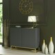 image 8 of Grey Sideboard 100cm Fluted Doors Gold Frame Modern Storage Cabinet Grey