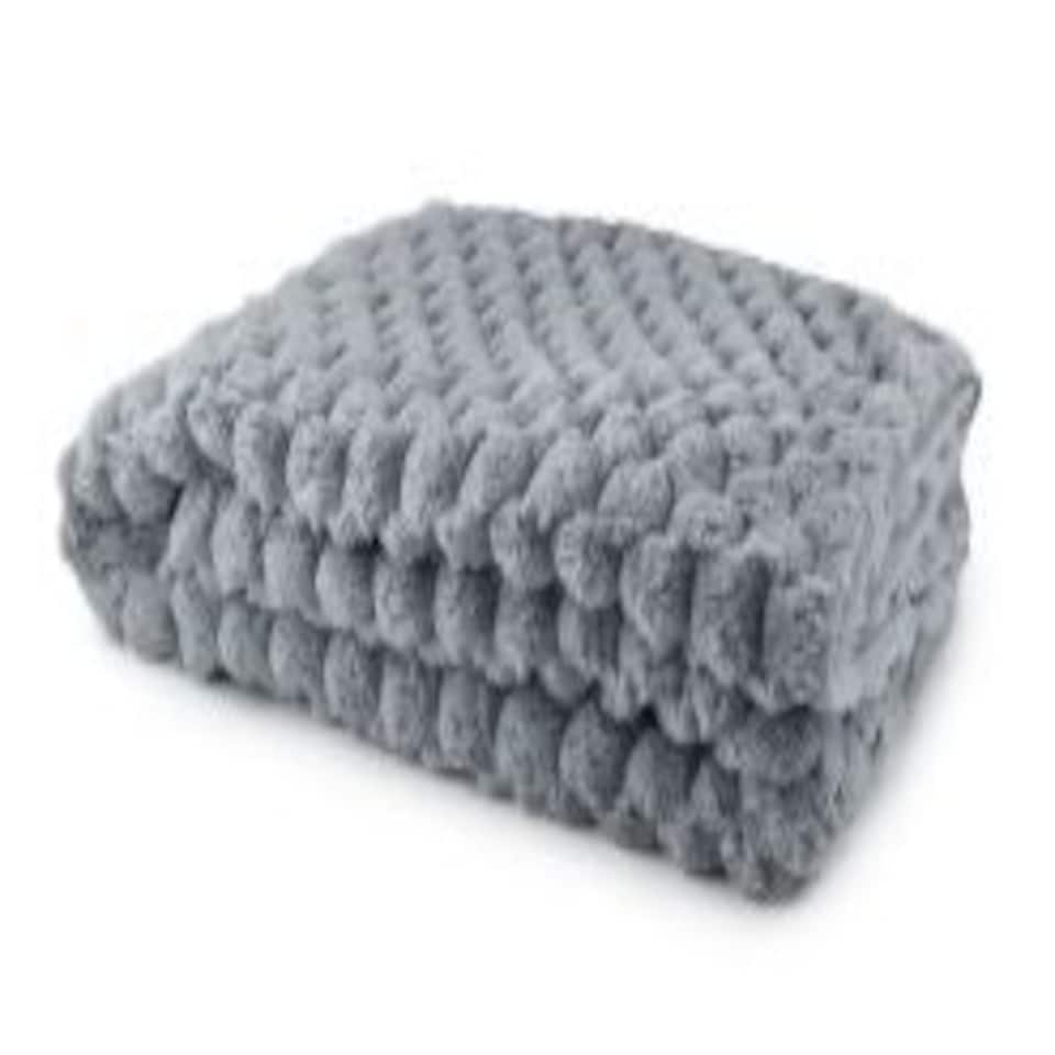 image 1 of Leah Collection Deluxe Throw in Charcoal (55" x 71") Grey | Grey