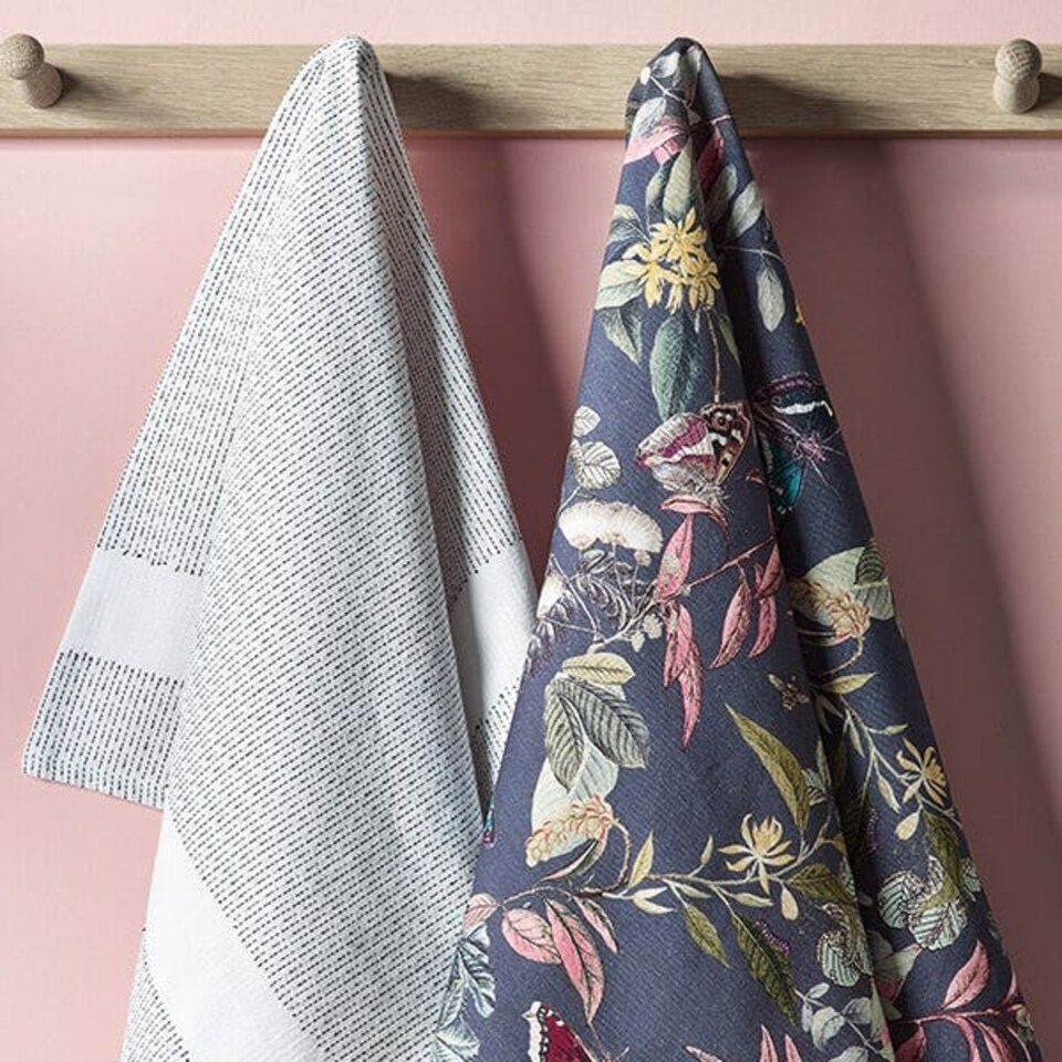 image 1 of Royal Botanic Gardens Kew Midnight Floral 2 Pack Tea Towels
