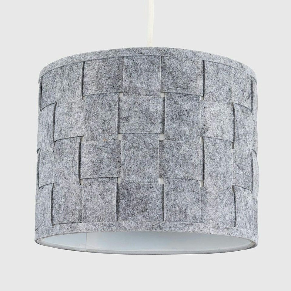 image 1 of ValueLights Pair Of Grey Weave Fabric Pendant Light Shades