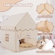 image 7 of COSTWAY Kids Play Tent Indoor Playhouse with Padded Mat-Beige