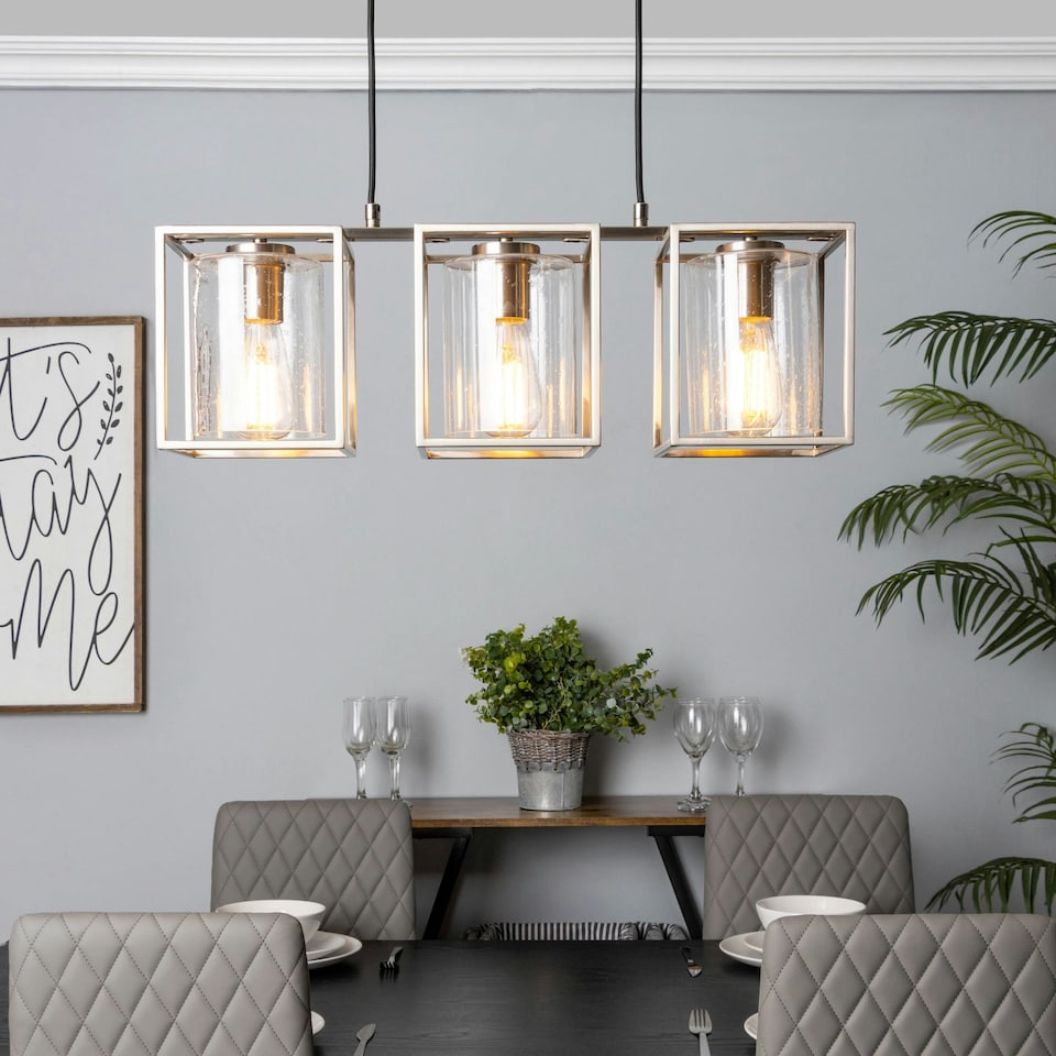image 1 of BHS Hardy 3 Light Diner Pendant, Nickel Grey | Nickel