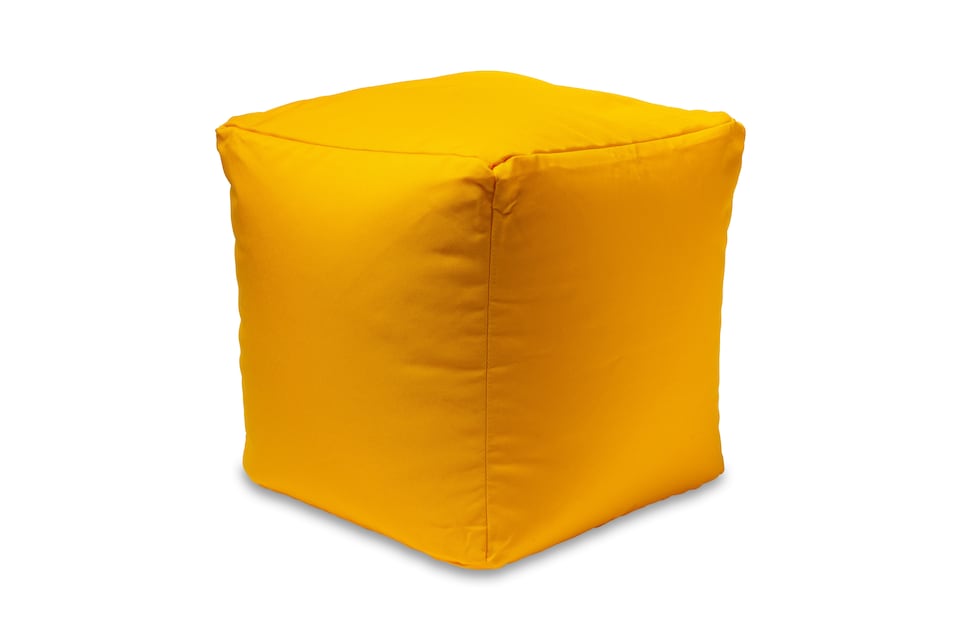 image 1 of Waterproof Cube Indoor Outdoor Bean Bag Foot Stool Pouffe | Yellow
