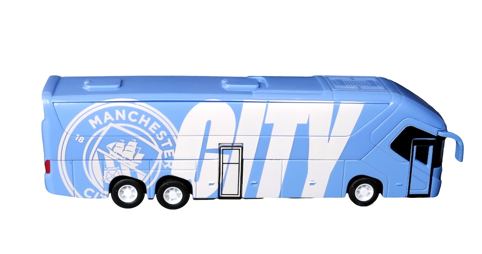 image 1 of Manchester City Bus Model Football Team Coach Toy