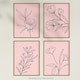 image 5 of Set of 4 Minimalist Wildflower Outline Black Pastel Pink Simple Floral Wall Art Prints 12x16 Inch