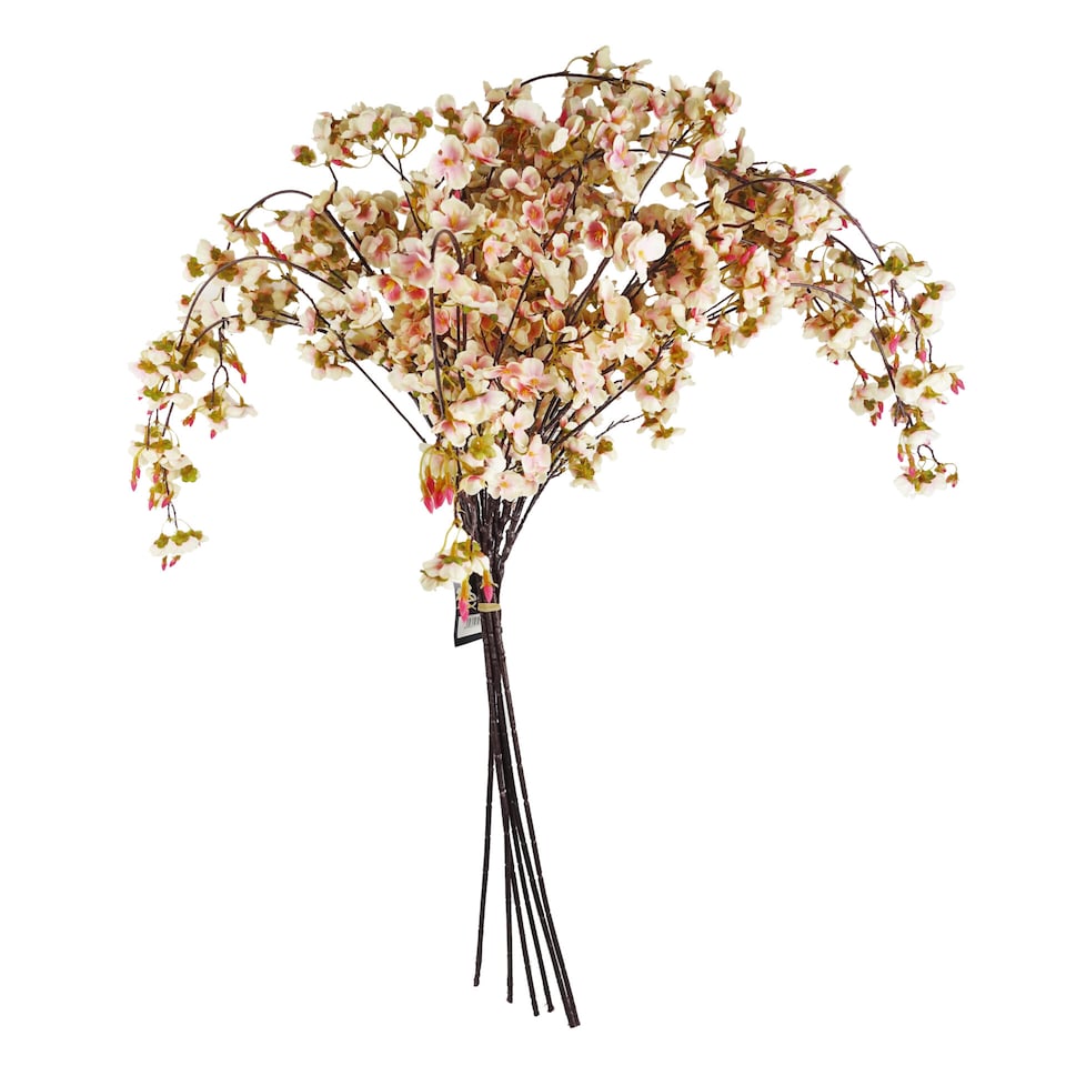 image 1 of Pegdev Pack of 6 110cm Artificial Pink Trailing Cherry Stem Craft Use